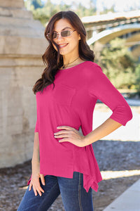 Full Size Round Neck Pocketed T-Shirt