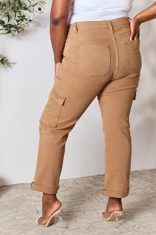 Full Size High Waist Straight Jeans with Pockets