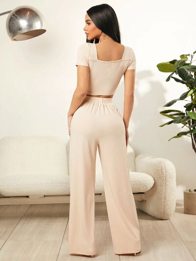 Square Neck Top and Pants Set