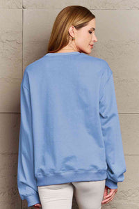 Full Size Letter Graphic Round Neck Long Sleeve Sweatshirt