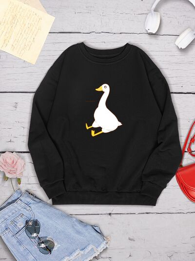 Goose Graphic Round Neck Sweatshirt
