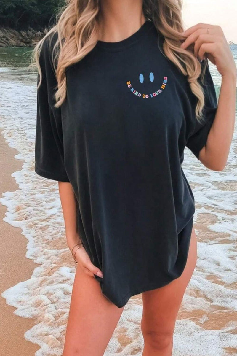 Letter Graphic Round Neck Short Sleeve T-Shirt