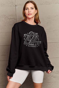 Full Size 2024 Round Neck Dropped Shoulder Sweatshirt