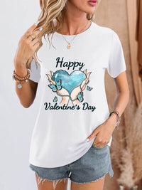 HAPPY VALENTINE'S Round Neck Short Sleeve T-Shirt