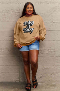 Full Size TAKE IT EASY Graphic Sweatshirt