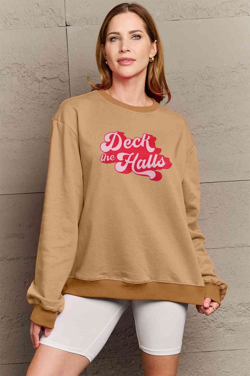 Full Size DECK THE HALLS Graphic Sweatshirt