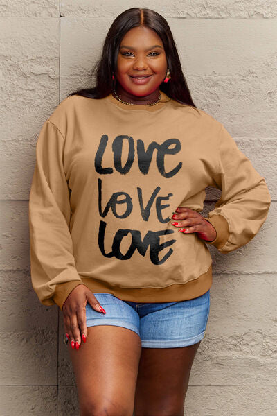 Full Size LOVE Round Neck Sweatshirt
