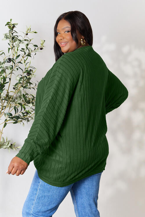 Full Size Ribbed Cocoon Cardigan
