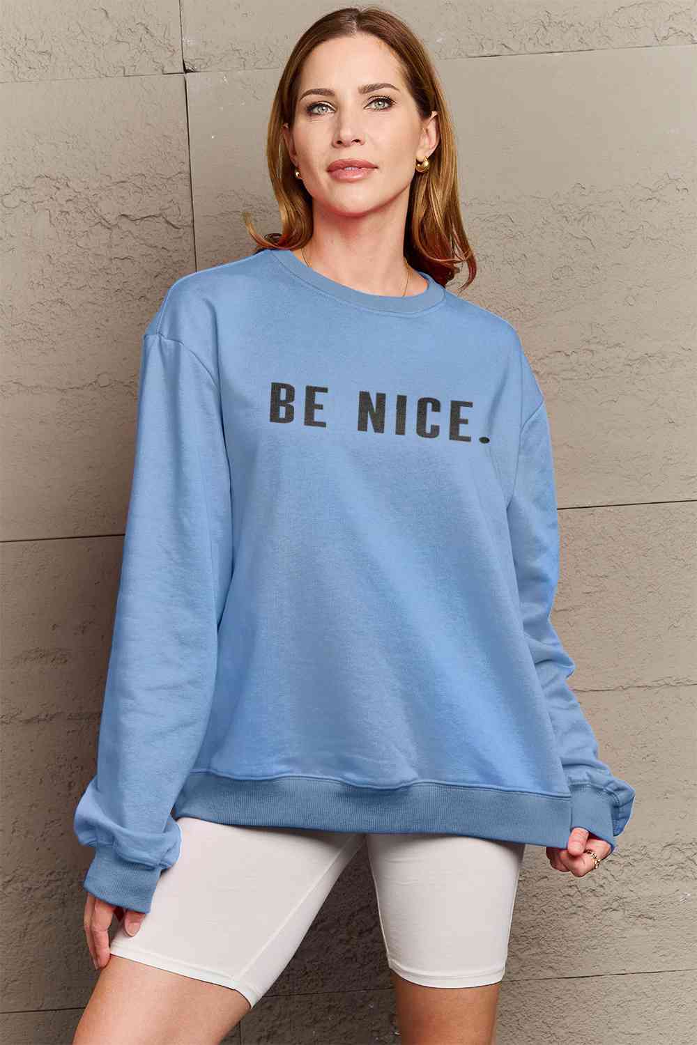 Full Size BE NICE Graphic Sweatshirt