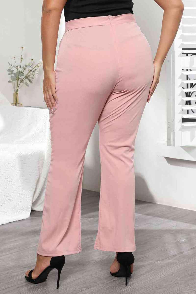 Plus Size Seamed Detail Plain Pants