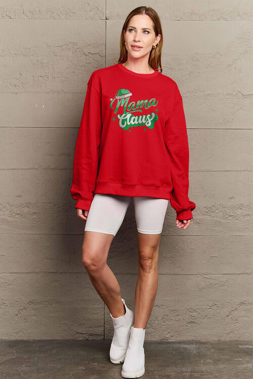 Full Size MAMA CLAUS Round Neck Sweatshirt