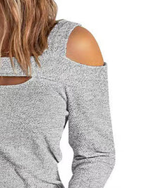 Full Size Cutout Cold Shoulder Blouse Heather Gray