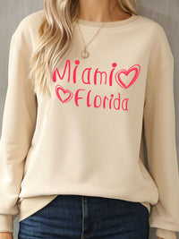 MIAMI FLORIDA Round Neck Dropped Shoulder Sweatshirt