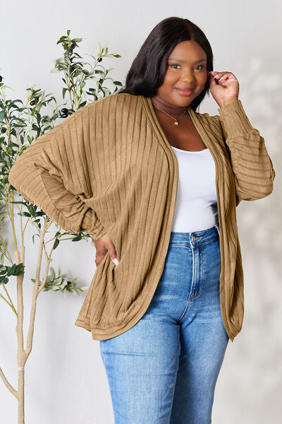 Full Size Ribbed Cocoon Cardigan