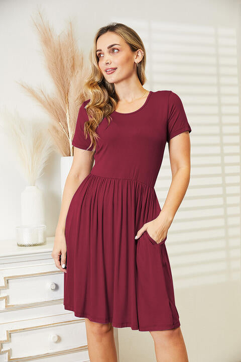 Full Size Short Sleeve Dress with Pockets
