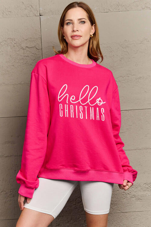 Full Size HELLO CHRISTMAS Long Sleeve Sweatshirt