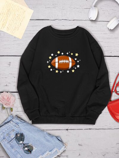 Football Graphic Round Neck Sweatshirt