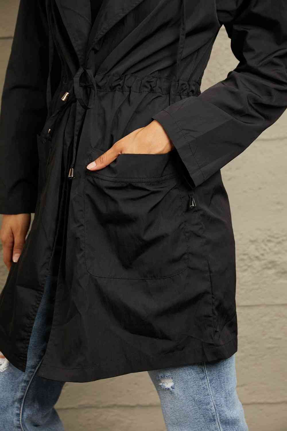 Drawstring Hooded Longline Jacket