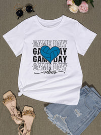 GAME DAY VIBES Round Neck Short Sleeve T-Shirt
