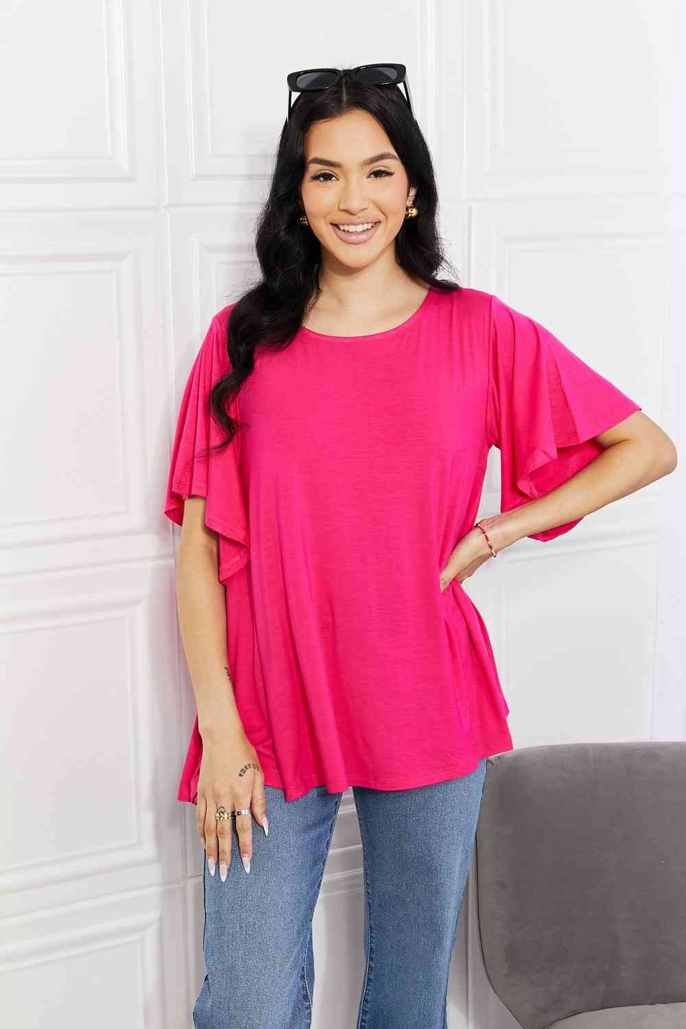 Full Size More Than Words Flutter Sleeve Top