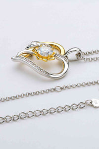 Two-Tone 1 Carat Moissanite Heart Pendant Necklace