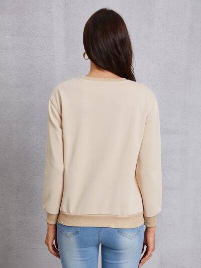 Butterfly Round Neck Dropped Shoulder Sweatshirt