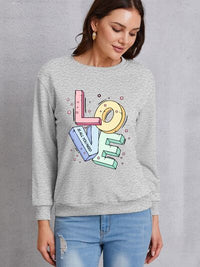 LOVE Round Neck Long Sleeve Sweatshirt