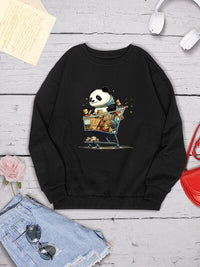 Panda Round Neck Dropped Shoulder Sweatshirt