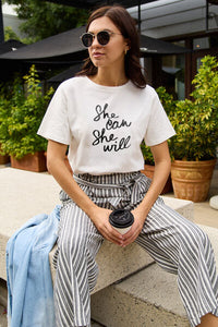 Full Size SHE CAN SHE WILL Short Sleeve T-Shirt