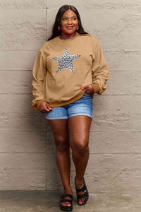 Full Size Leopard Star Graphic Sweatshirt