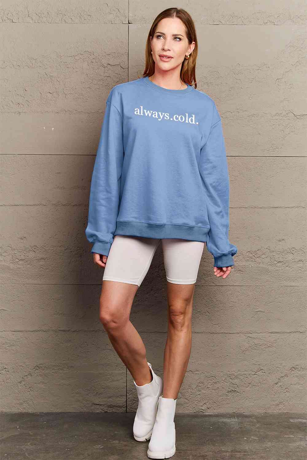 Full Size ALWAYS.COLD. Graphic Sweatshirt