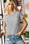 Jerry's Apparel Graphic T-shirts Stripe / S Striped Round Neck Short Sleeve Tee