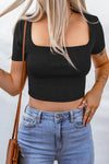 Jerry's Apparel Women Crop Top Black / M Square Neck Ribbed Crop Top