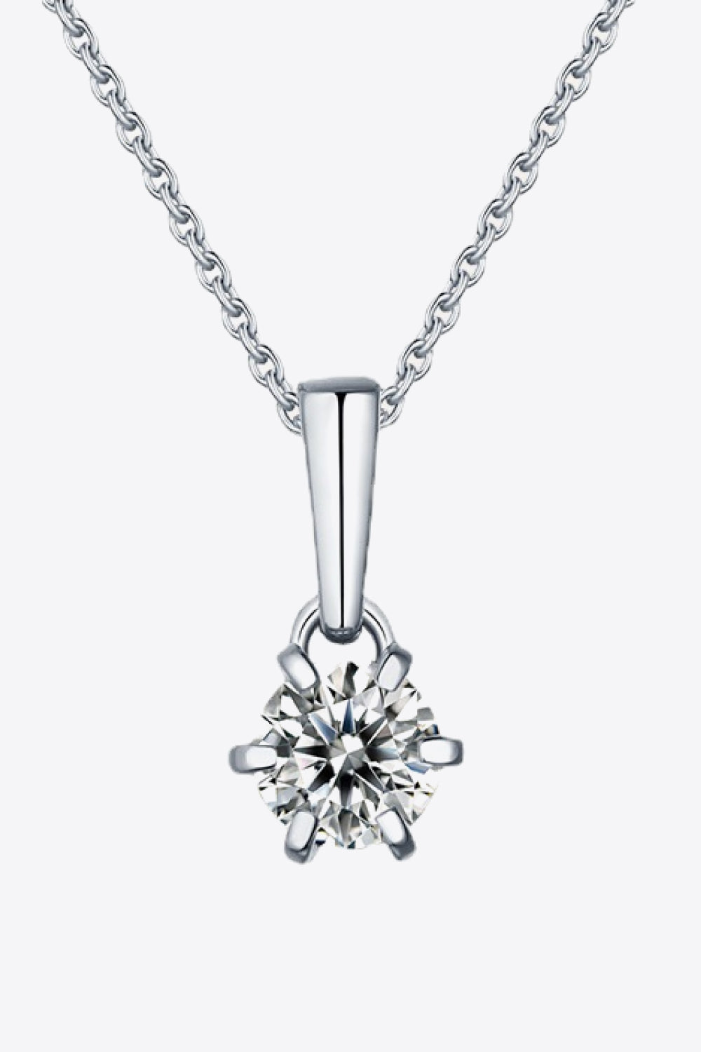 Trendsi Chain Necklaces Silver / One Size 2 Carat 6-Prong Moissanite Pendant Necklace