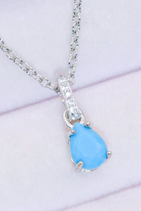 Teardrop Turquoise 4-Prong Pendant Necklace