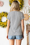 Trendsi Graphic T-shirts Striped Round Neck Short Sleeve Tee