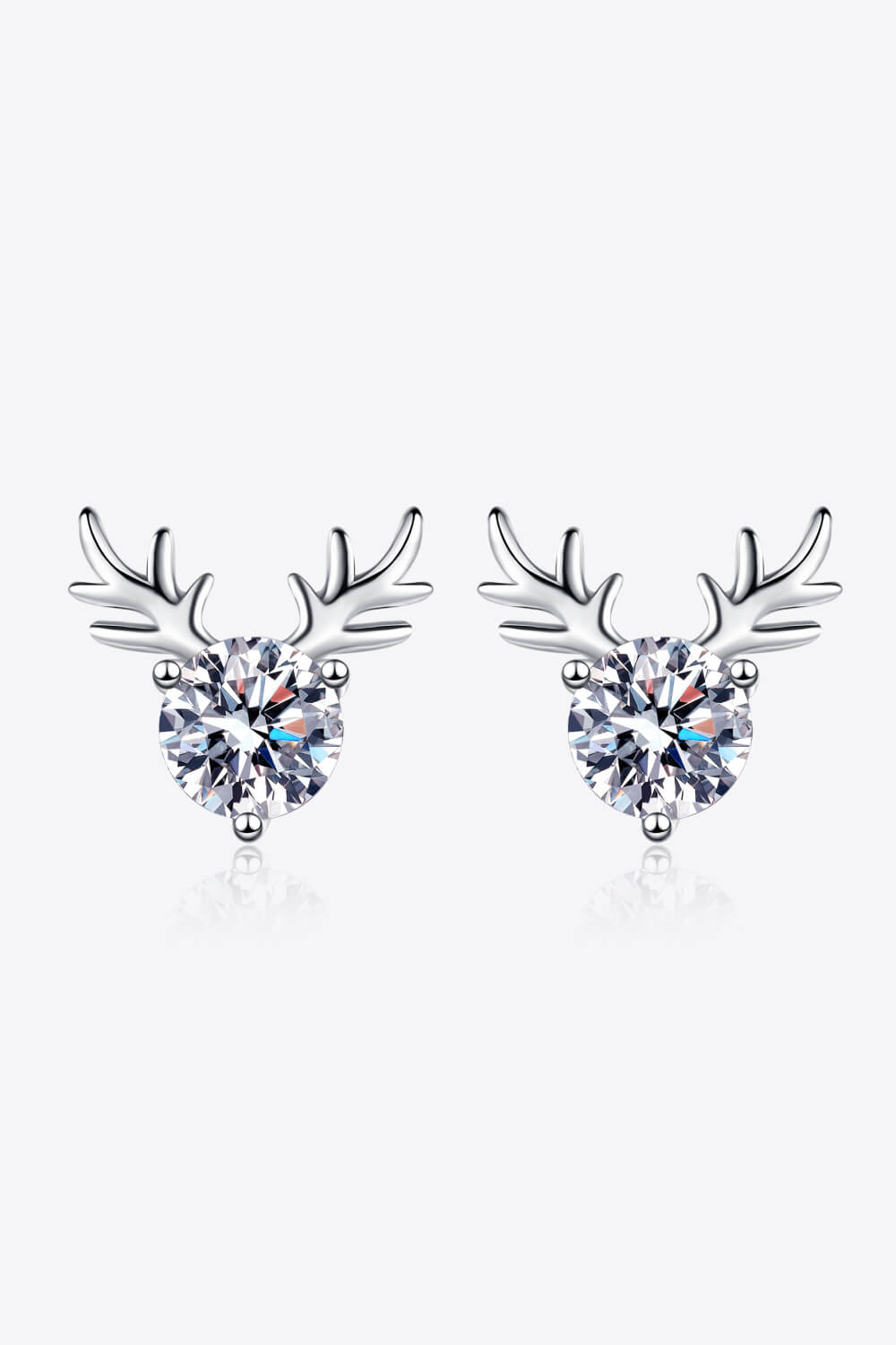925 Sterling Silver Reindeer-Shaped Moissanite Earrings
